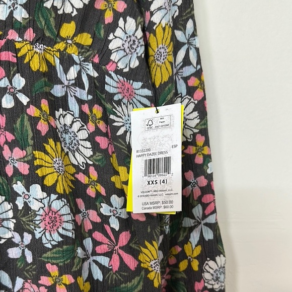 Volcom Blue and Yellow Ruffled Peplum Dress - Picture 2 of 2